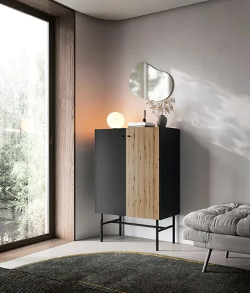 Francisca Byrå 93 cm - Svart/Ek - Förvaring - Förvaringsmöbler - Byrå