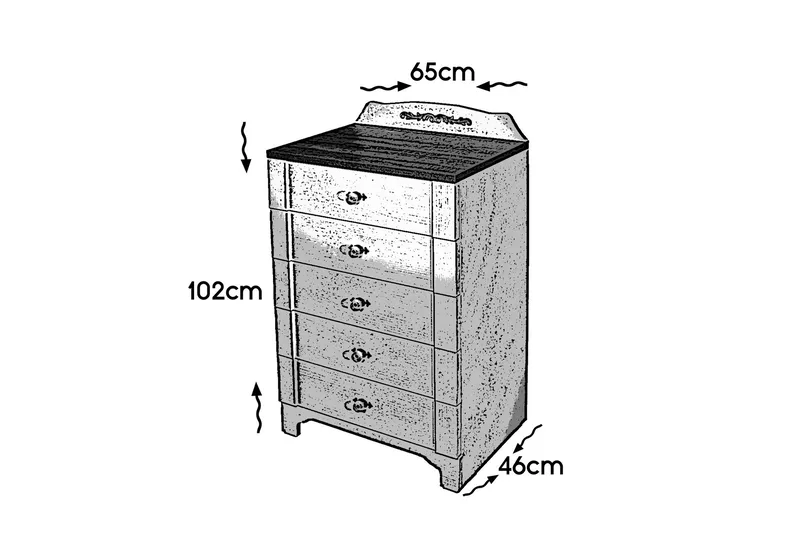 Gaszpar Byrå - Vit/Valnöt - Förvaring - Förvaringsmöbler - Byrå