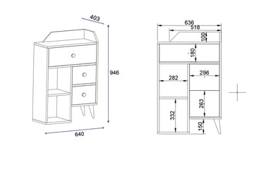 Byrå Hafing 64x94,6 cm Svart/Brun - Hanah Home - Förvaring - Förvaringsmöbler - Byrå - Hallbyrå