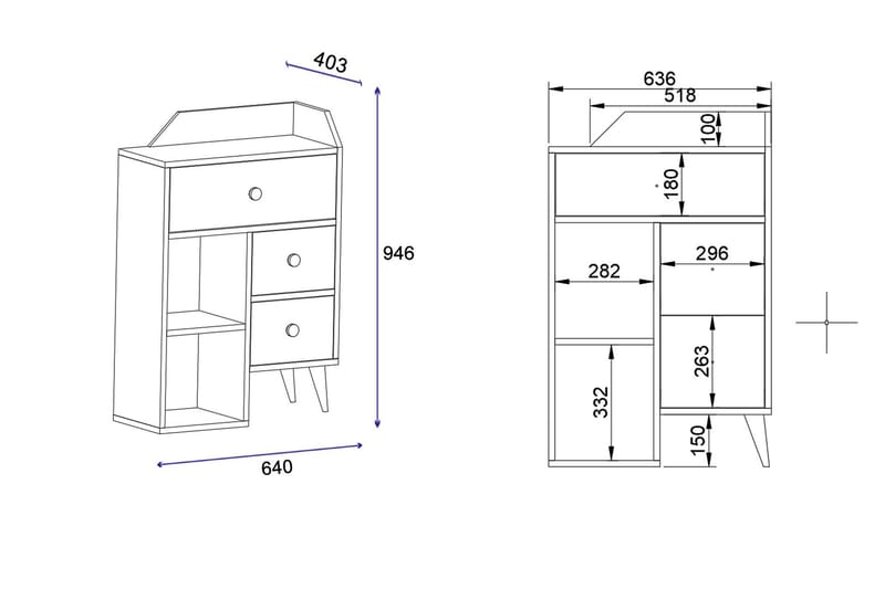 Byrå Hafing 64x94,6 cm Svart/Brun - Hanah Home - Förvaring - Förvaringsmöbler - Byrå - Hallbyrå