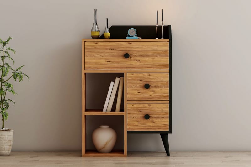 Byrå Hafing 64x94,6 cm Svart/Brun - Hanah Home - Förvaring - Förvaringsmöbler - Byrå - Hallbyrå