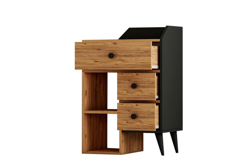 Byrå Hafing 64x94,6 cm Svart/Brun - Hanah Home - Förvaring - Förvaringsmöbler - Byrå - Hallbyrå