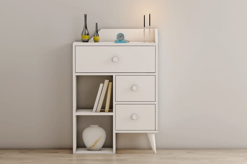 Byrå Hafing 64x94,6 cm Vit - Hanah Home - Förvaring - Förvaringsmöbler - Byrå - Hallbyrå