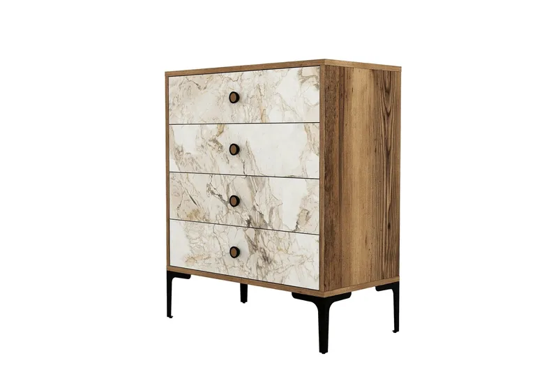 Ameias Byrå 76x90,7 cm Brun/Vit - Hanah Home - Förvaring - Förvaringsmöbler - Byrå - Hallbyrå