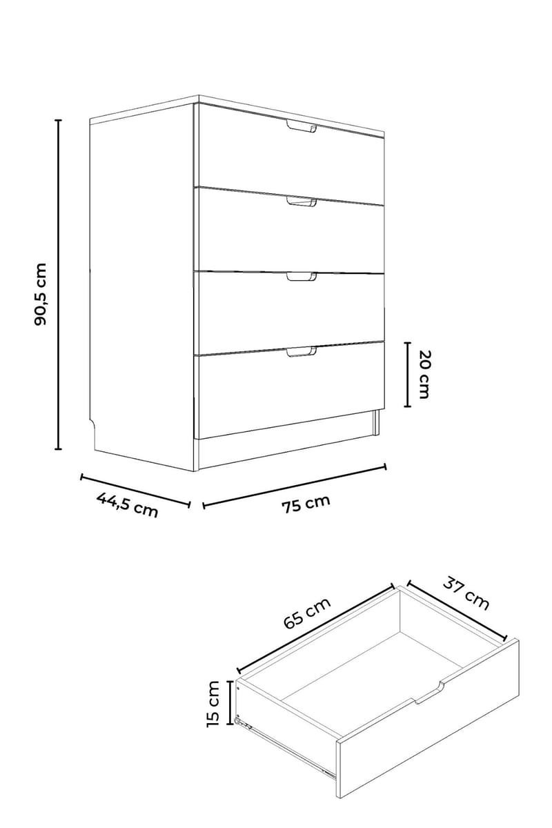 Boran Byrå 75 cm - Förvaring - Förvaringsmöbler - Byrå - Hallbyrå