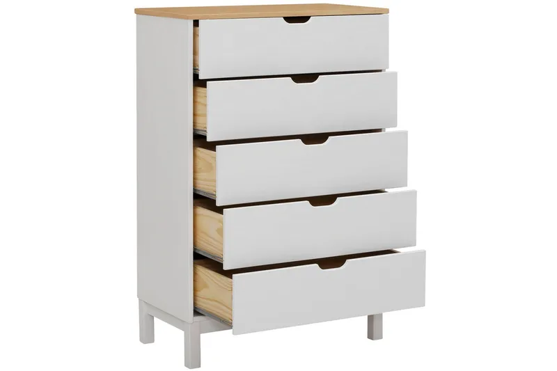 Crotone Byrå 76x39 cm 5 Lådor - Vit - Förvaring - Förvaringsmöbler - Byrå - Hallbyrå