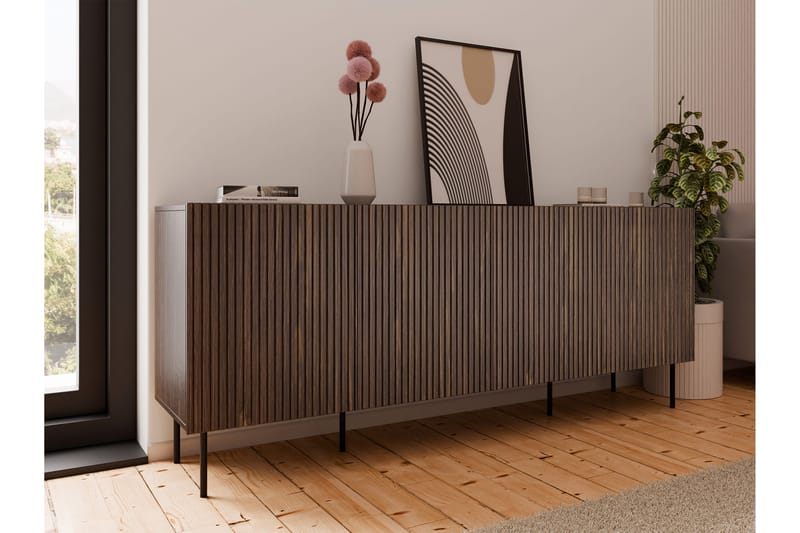 Byrå Hammarstrand mörk trä Bred 201 cm Höjd 81 cm djup 42 cm - Valnöt - Förvaring - Förvaringsm�öbler - Byrå