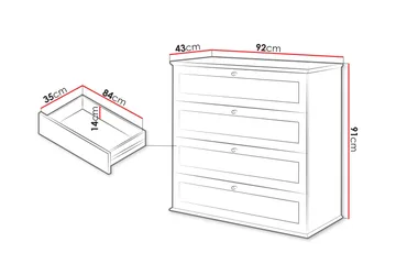 Hammerdal Byrå 92 cm - Vit/Ek - Förvaring - Förvaringsmöbler - Byrå