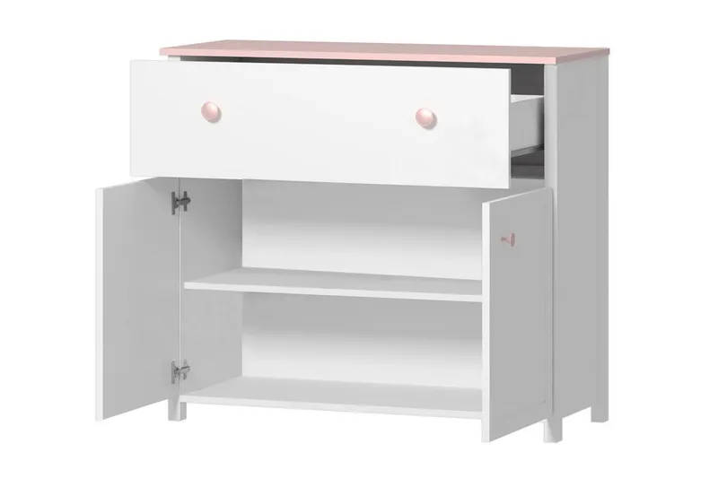 Hilts Byrå 110x90 cm Vit||Pink - Förvaring - Förvaringsmöbler - Byrå