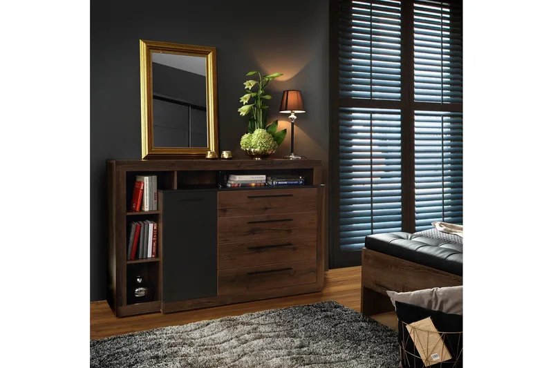 Hither Byrå 161 cm - Brun/Svart - Förvaring - Förvaringsmöbler - Byrå