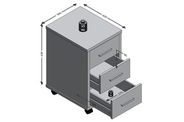 Diego Hurts 35 cm - Vit/Betong - Förvaring - Förvaringsmöbler - Byrå - Hurts