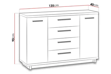 Ines Byrå 40x135 cm - Ek/Svart - Förvaring - Förvaringsmöbler - Byrå