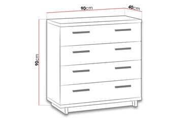 Ines Byrå 40x90 cm - Ek/Svart - Förvaring - Förvaringsmöbler - Byrå