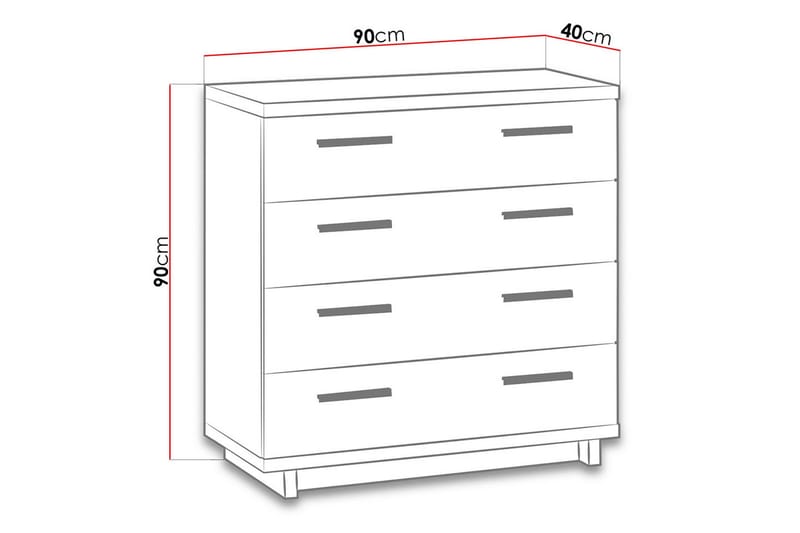Ines Byrå 40x90 cm - Ek/Svart - Förvaring - Förvaringsmöbler - Byrå