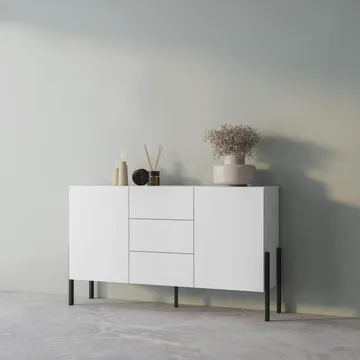 Byrå Jukon 2 Dörrar med 3 Lådor - Vit Supermat, 154 cm - Förvaring - Förvaringsmöbler - Sideboard & skänk