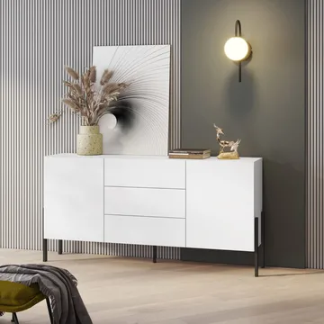 Byrå Jukon 2 Dörrar med 3 Lådor - Vit Supermat, 184 cm - Förvaring - Förvaringsmöbler - Sideboard & skänk