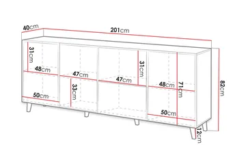 Juniskär Skänk med Förvaring trä 40x82x200 cm - Svart / Ek / Ribbad - Förvaring - Förvaringsmöbler - Byrå