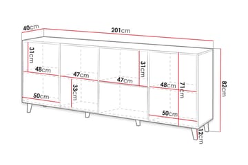 Juniskär Skänk med Förvaring trä 40x82x200 cm - Svart / Ek / Ribbad - Förvaring - Förvaringsmöbler - Byrå