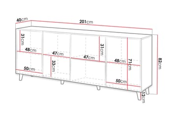 Juniskär Skänk med Förvaring trä 40x82x200 cm - Svart|Ek - Förvaring - Förvaringsmöbler - Byrå