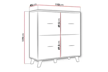 Kardos Byrå 45x110 cm - Natur/Svart - Förvaring - Förvaringsmöbler - Byrå
