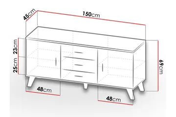 Kardos Byrå 45x150 cm - Natur/Svart - Förvaring - Förvaringsmöbler - Byrå