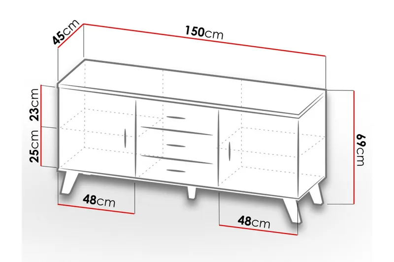 Kardos Byrå 45x150 cm - Natur/Svart - Förvaring - Förvaringsmöbler - Byrå