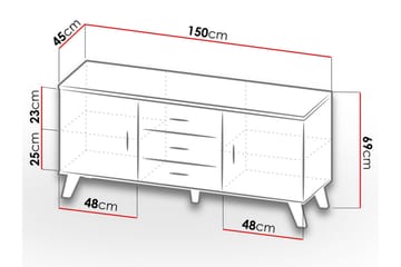 Kardos Byrå 45x150 cm - Natur/Svart - Förvaring - Förvaringsmöbler - Byrå
