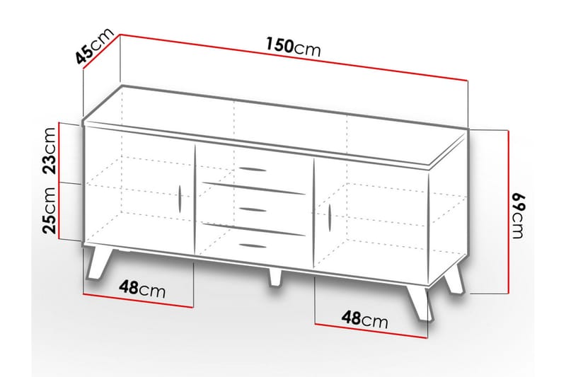 Kardos Byrå 45x150 cm - Natur/Svart - Förvaring - Förvaringsmöbler - Byrå