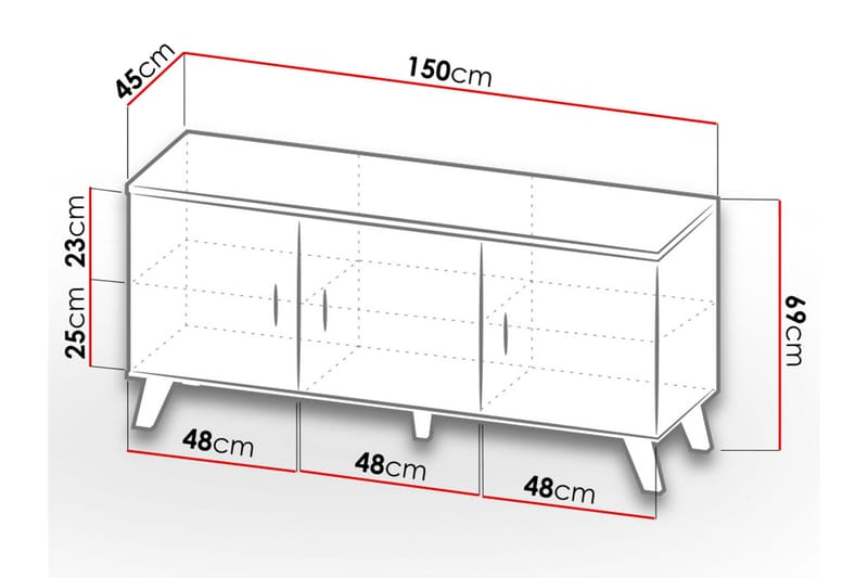 Kardos Byrå 45x150 cm - Natur/Svart - Förvaring - Förvaringsmöbler - Byrå