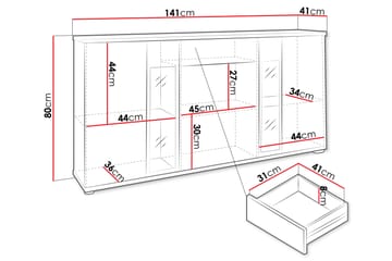 Komoda Leagreen 140 cm - Trä/natur/Vit - Förvaring - Förvaringsmöbler - Byrå