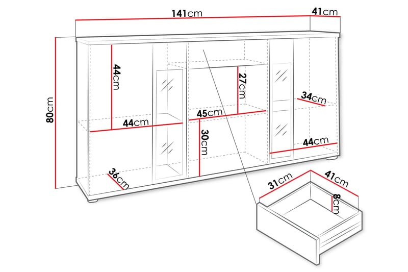 Komoda Leagreen 140 cm - Trä/natur/Vit - Förvaring - Förvaringsmöbler - Byrå