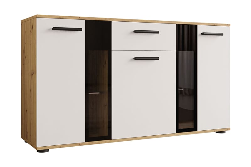 Komoda Leagreen 140 cm, Trä/natur/Vit