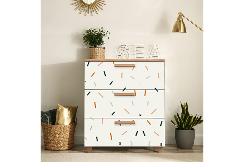 Byrå Leva 80x95 cm Brun/Vit - Hanah Home - Förvaring - Förvaringsmöbler - Byrå - Hallbyrå