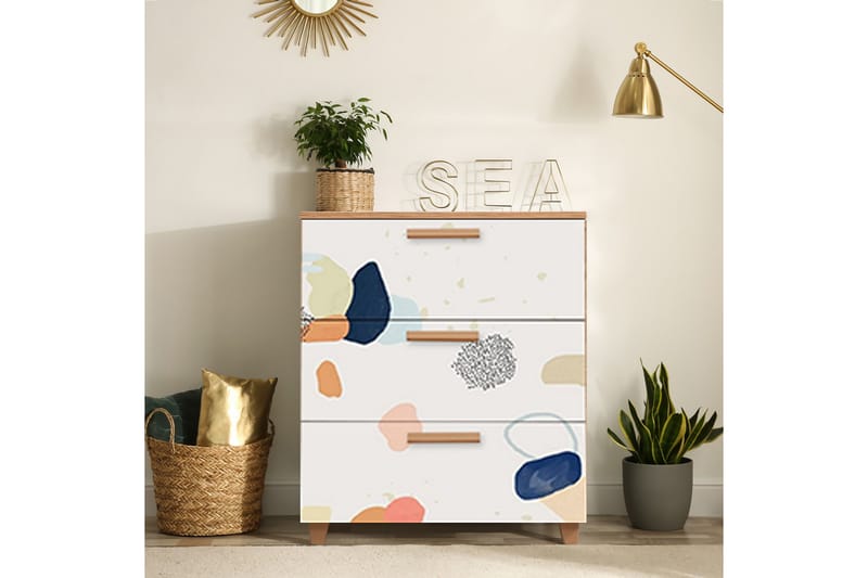 Byrå Leva 80x95 cm Brun/Vit - Hanah Home - Förvaring - Förvaringsmöbler - Byrå - Hallbyrå