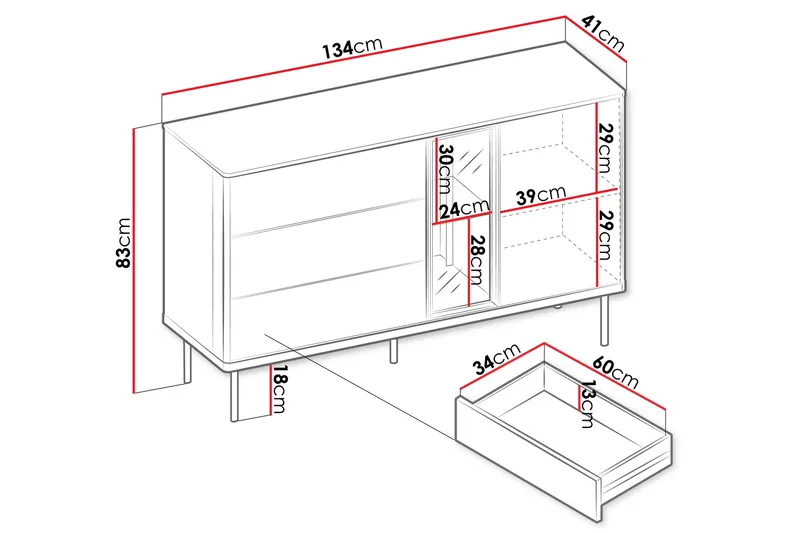 Levisa Byrå - Beige/Grå - Förvaring - Förvaringsmöbler - Byrå