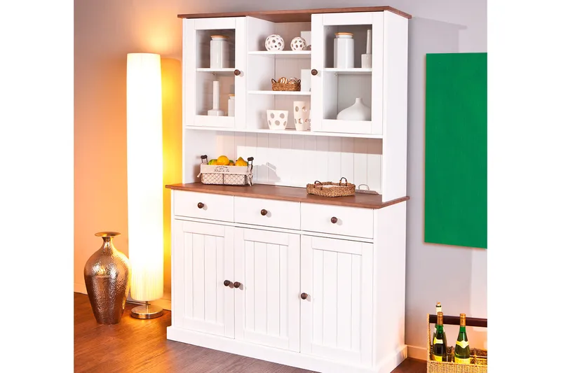 Livesey Skänkvitrin A 131 cm - Vit/Brun - Förvaring - Förvaringsmöbler - Byrå