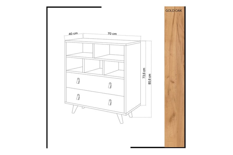 Mod Design Byrå Läderbeslag - Grå/Trä - Förvaring - Förvaringsmöbler - Byrå