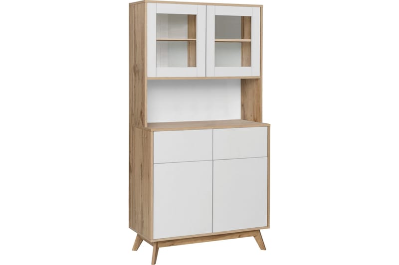 Mohak Byrå m. Överskåp, Vit/Brun