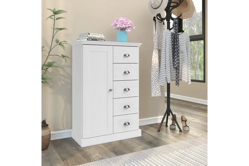 Byrå Motala 75x35x110 cm, Vit - 75x35x110 cm, Vit - Förvaring - Förvaringsmöbler - Byrå