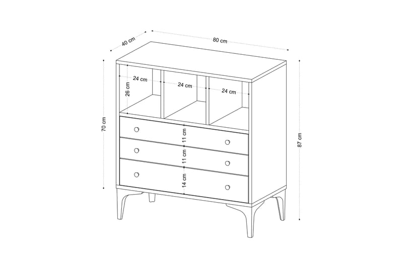 Byrå Neki 80x86 cm Beige - Hanah Home - Förvaring - Förvaringsmöbler - Byrå - Hallbyrå