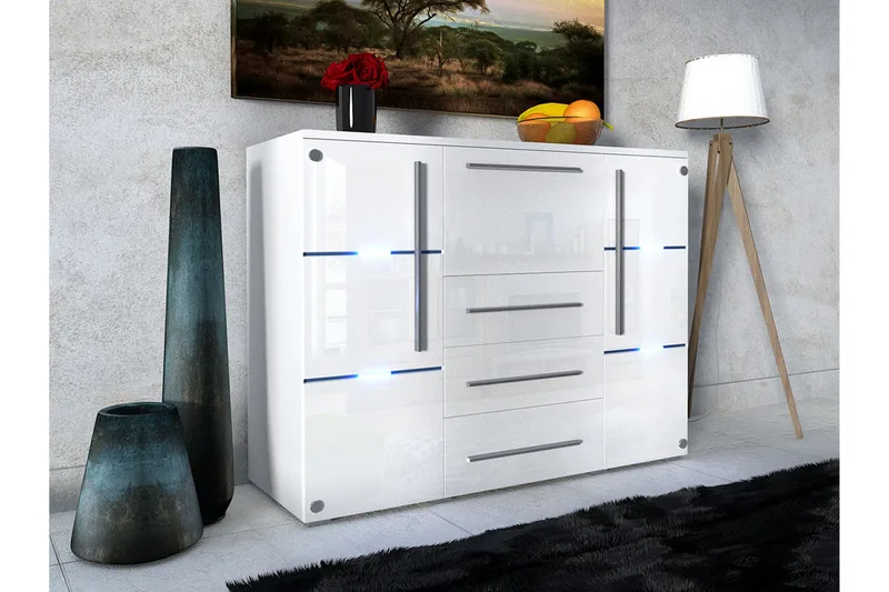 Norrhassel Byrå 136x39x115 cm - Vit - Förvaring - Förvaringsmöbler - Byrå