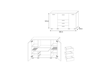 Norrhassel Byrå 136x39x115 cm - Vit - Förvaring - Förvaringsmöbler - Byrå