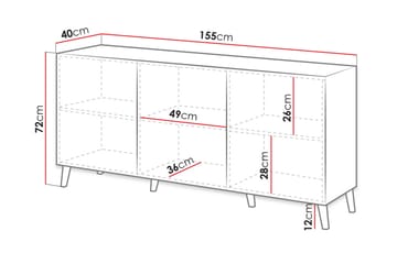 Novaj Byrå 40x155 cm - Rosa/Svart - Förvaring - Förvaringsmöbler - Byrå