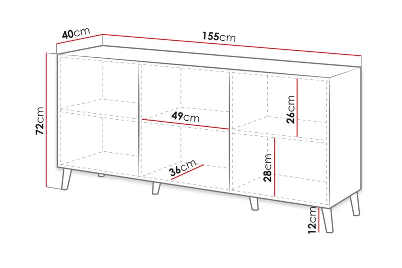 Novaj Byrå 40x155 cm - Svart - Förvaring - Förvaringsmöbler - Byrå