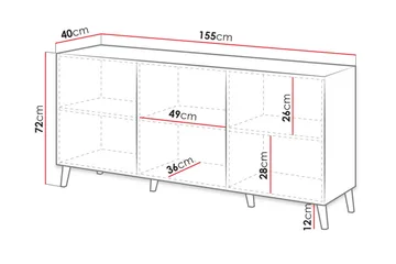 Novaj Byrå 40x155 cm - Vit/Svart - Förvaring - Förvaringsmöbler - Byrå