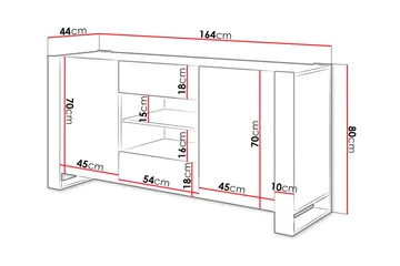 Oberting Byrå 164x44 cm - Trä/natur/Grå - Förvaring - Förvaringsmöbler - Byrå