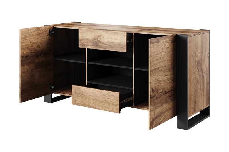 Oberting Byrå 164x44 cm - Trä/natur/Grå - Förvaring - Förvaringsmöbler - Byrå