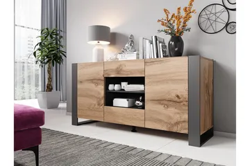 Oberting Byrå 164x44 cm - Trä/natur/Grå - Förvaring - Förvaringsmöbler - Byrå