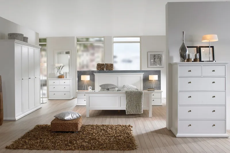 Paris Byrå 140 cm Hög - Vit - Förvaring - Förvaringsmöbler - Byrå