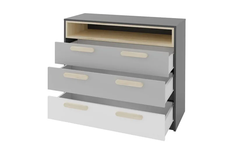 Pok Byrå 100x40x90 cm - Svart/Vit - Förvaring - Förvaringsmöbler - Byrå